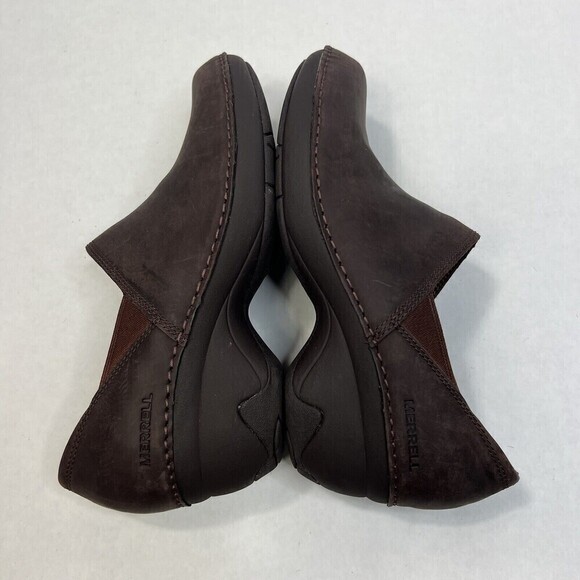 Merrell Moc Women’s Brown Oil Tan Leather Mules Clogs Sz 6.5 - Picture 11 of 11